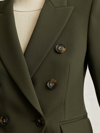 Reiss Savings - Twill Double-Breasted Blazer in Green