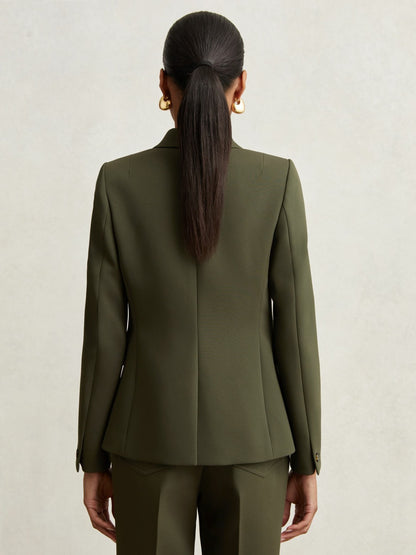 Reiss Savings - Twill Double-Breasted Blazer in Green