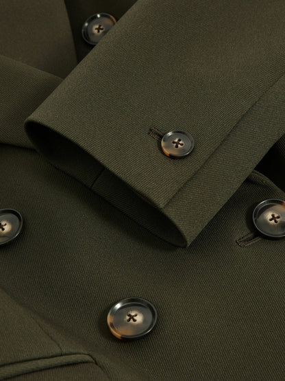 Reiss Savings - Twill Double-Breasted Blazer in Green