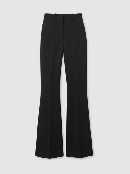 Reiss Twill Patch-Pocket Flared Trousers in Black