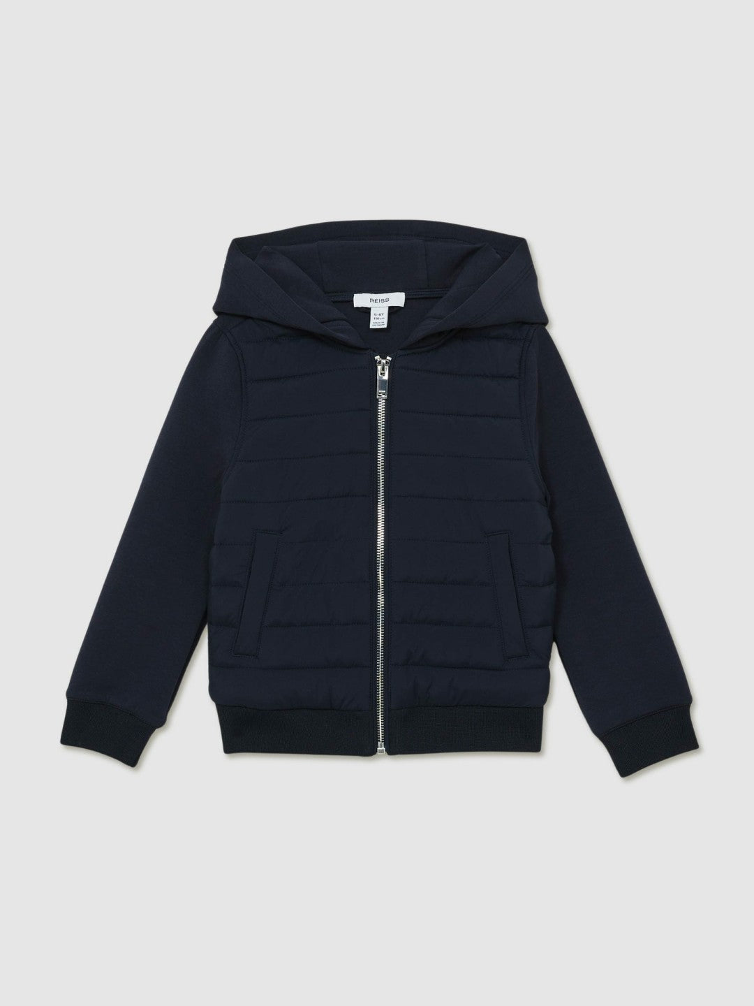 Reiss Value - 9-13 yrs Interlock Hybrid Hooded Puffer Jacket in Navy