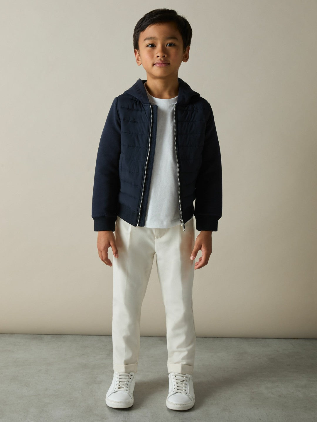 Reiss Value - 9-13 yrs Interlock Hybrid Hooded Puffer Jacket in Navy