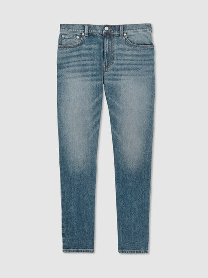 Reiss Affordable - Cotton-Stretch Slim-Fit Jeans in Washed Indigo Green Cast