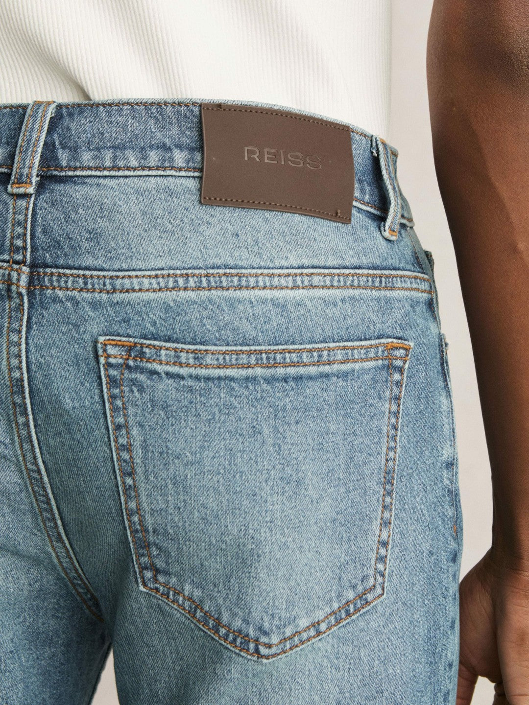 Reiss Affordable - Cotton-Stretch Slim-Fit Jeans in Washed Indigo Green Cast