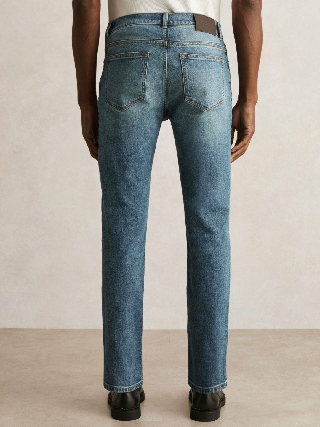 Reiss Affordable - Cotton-Stretch Slim-Fit Jeans in Washed Indigo Green Cast
