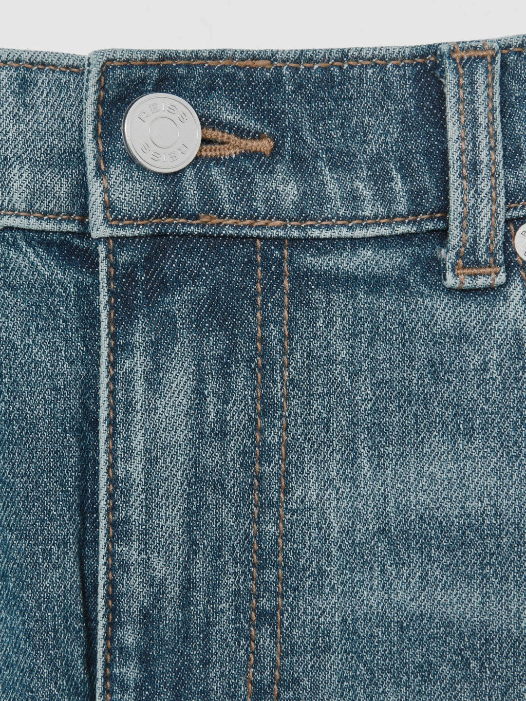 Reiss Affordable - Cotton-Stretch Slim-Fit Jeans in Washed Indigo Green Cast