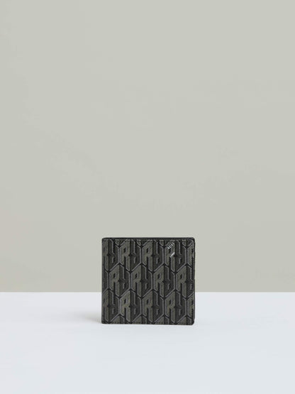 Reiss Value - Coated Canvas Monogram Wallet in Black