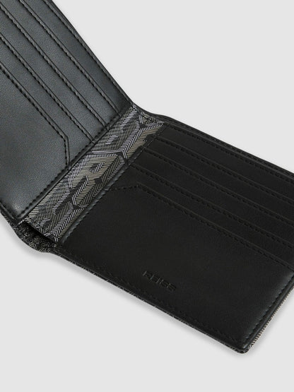 Reiss Value - Coated Canvas Monogram Wallet in Black