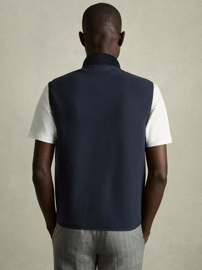 Reiss Value - Brushed Jersey Quilted Gilet in Navy