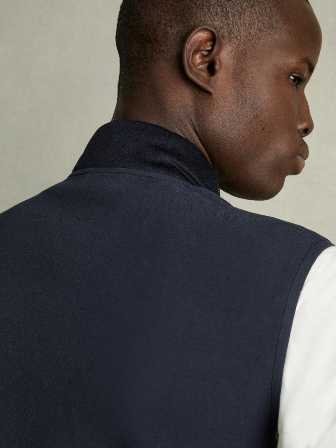 Reiss Value - Brushed Jersey Quilted Gilet in Navy