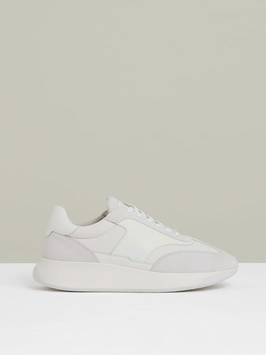 Reiss Featured - Leather Suede Running Trainers in White
