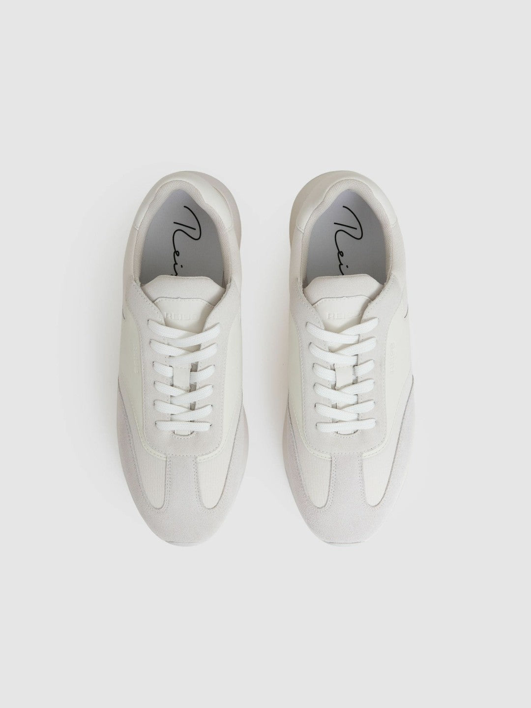 Reiss Featured - Leather Suede Running Trainers in White
