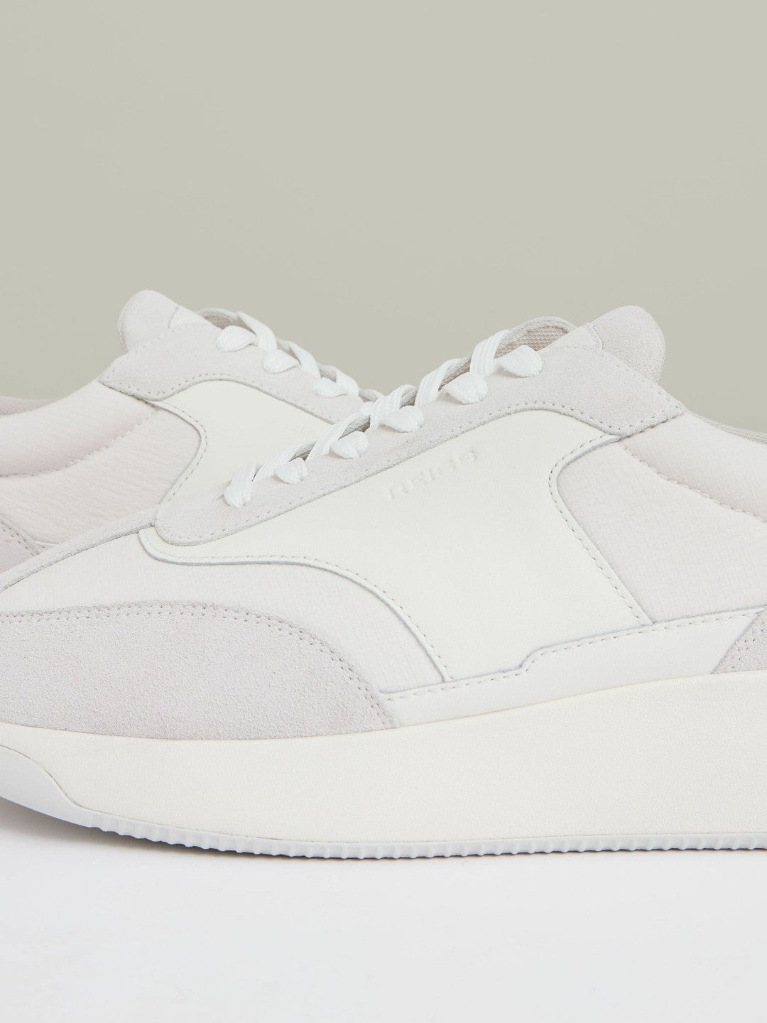 Reiss Featured - Leather Suede Running Trainers in White