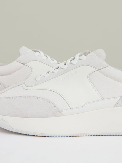 Reiss Featured - Leather Suede Running Trainers in White