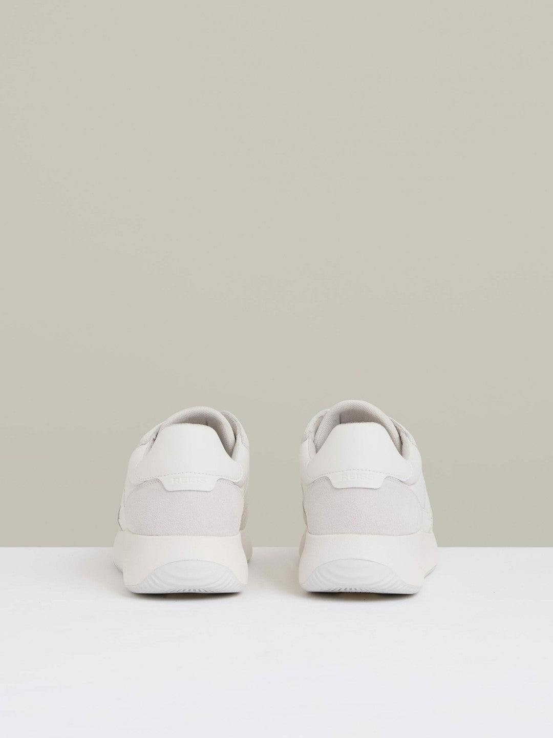 Reiss Featured - Leather Suede Running Trainers in White