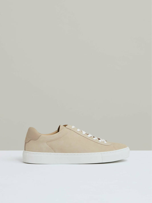 Reiss Best Seller - Nubuck Leather Low-Top Trainers in Ecru