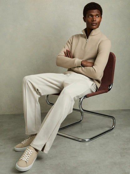 Reiss Best Seller - Nubuck Leather Low-Top Trainers in Ecru