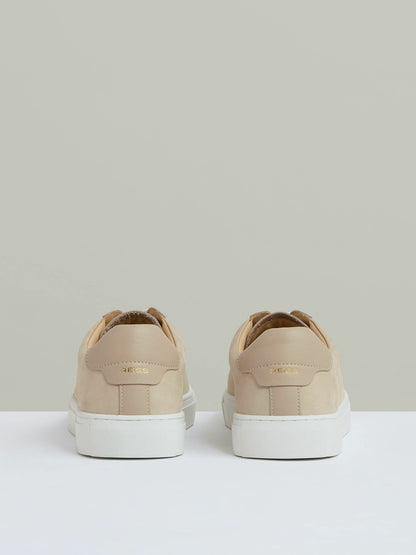 Reiss Best Seller - Nubuck Leather Low-Top Trainers in Ecru