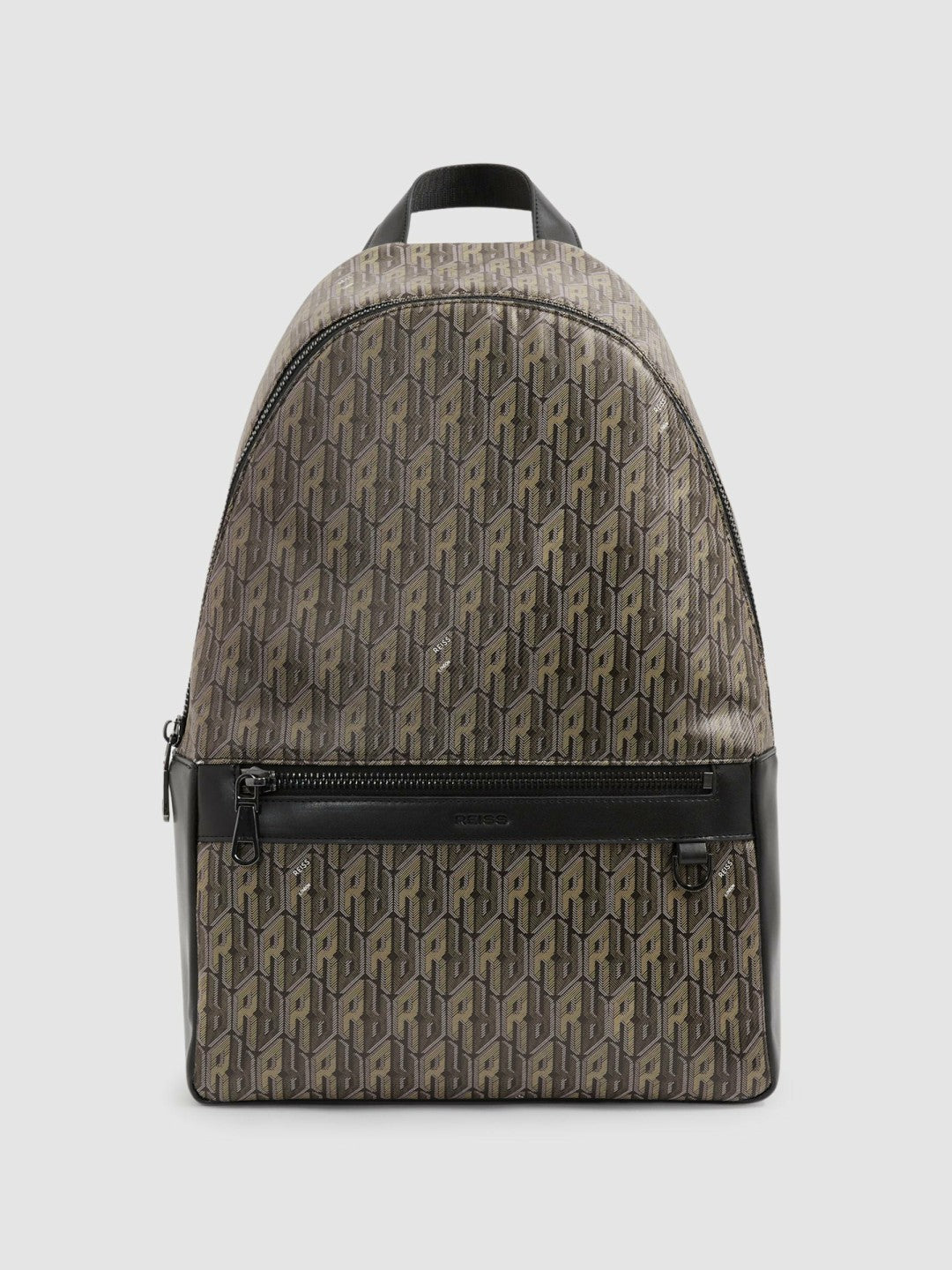 Reiss Deal - Monogram-Print Coated-Canvas Backpack in Grey Multi