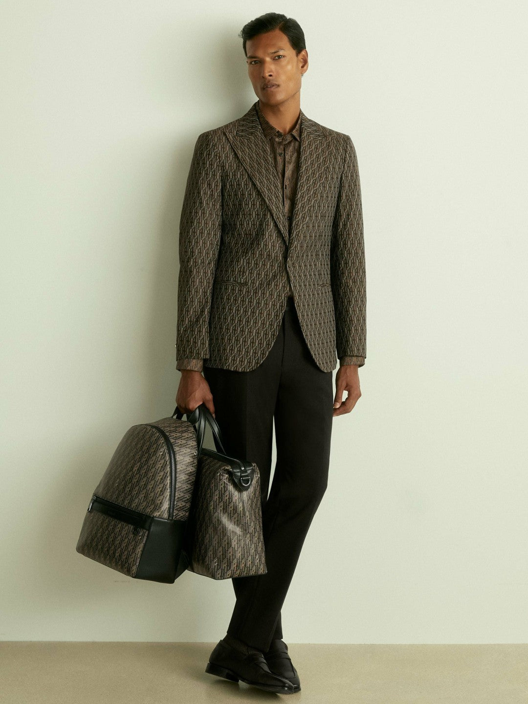 Reiss Deal - Monogram-Print Coated-Canvas Backpack in Grey Multi