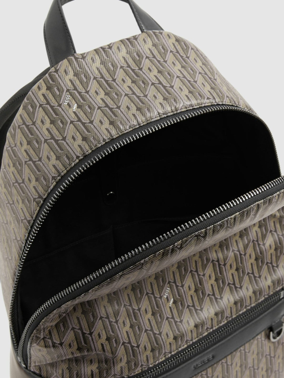 Reiss Deal - Monogram-Print Coated-Canvas Backpack in Grey Multi