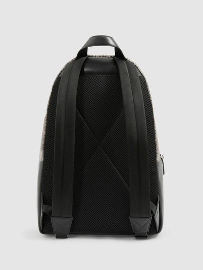 Reiss Deal - Monogram-Print Coated-Canvas Backpack in Grey Multi