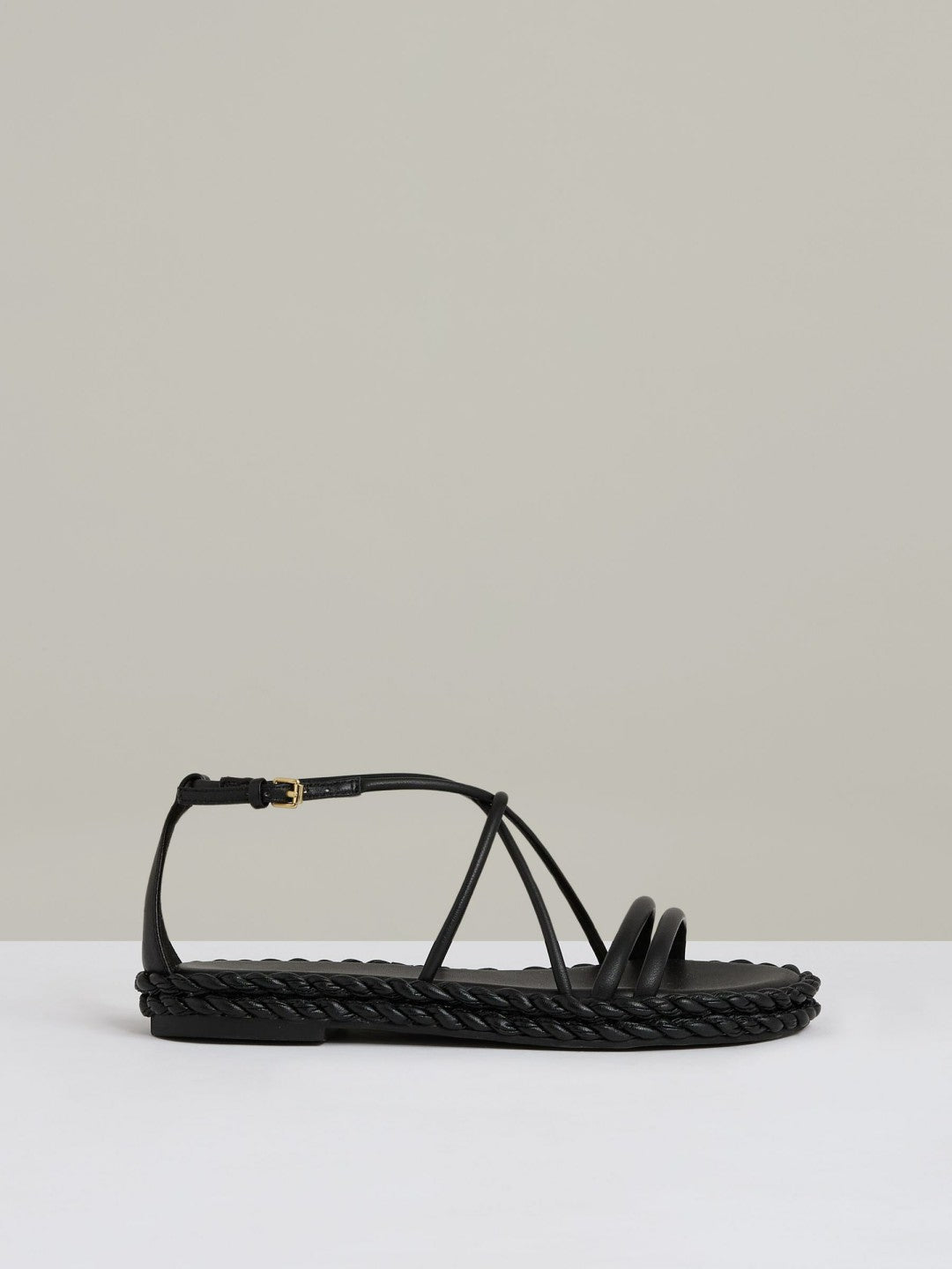 Reiss Offer - Leather Braided Flat Sandals in Black
