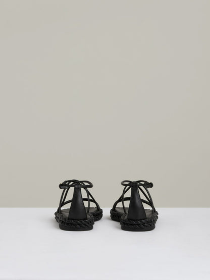 Reiss Offer - Leather Braided Flat Sandals in Black
