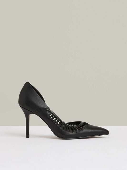 Reiss Best Seller - Leather Twist Detail Court Shoes in Black