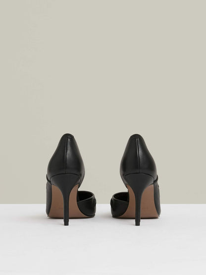 Reiss Best Seller - Leather Twist Detail Court Shoes in Black