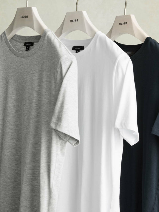 Reiss Popular Choice - Cotton-Jersey Crew-Neck T-shirts 3 Pack in Multi