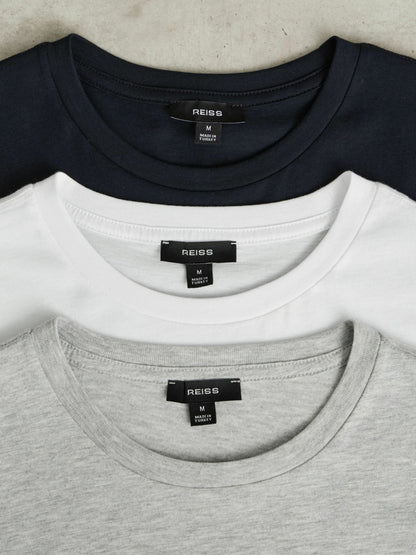Reiss Popular Choice - Cotton-Jersey Crew-Neck T-shirts 3 Pack in Multi