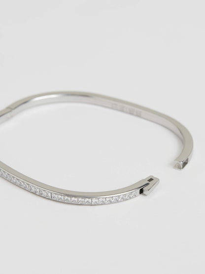 Reiss Deal - Hinged Crystal Cuff in Silver