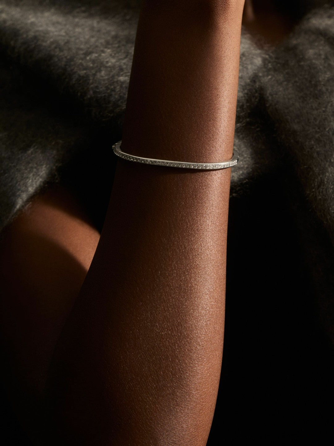 Reiss Deal - Hinged Crystal Cuff in Silver