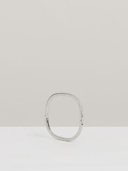 Reiss Deal - Hinged Crystal Cuff in Silver