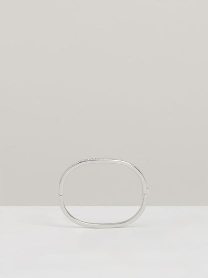 Reiss Deal - Hinged Crystal Cuff in Silver