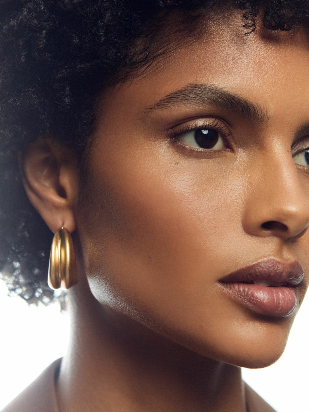 Reiss Sale - Sculptural Hoop Earrings in Gold Tone