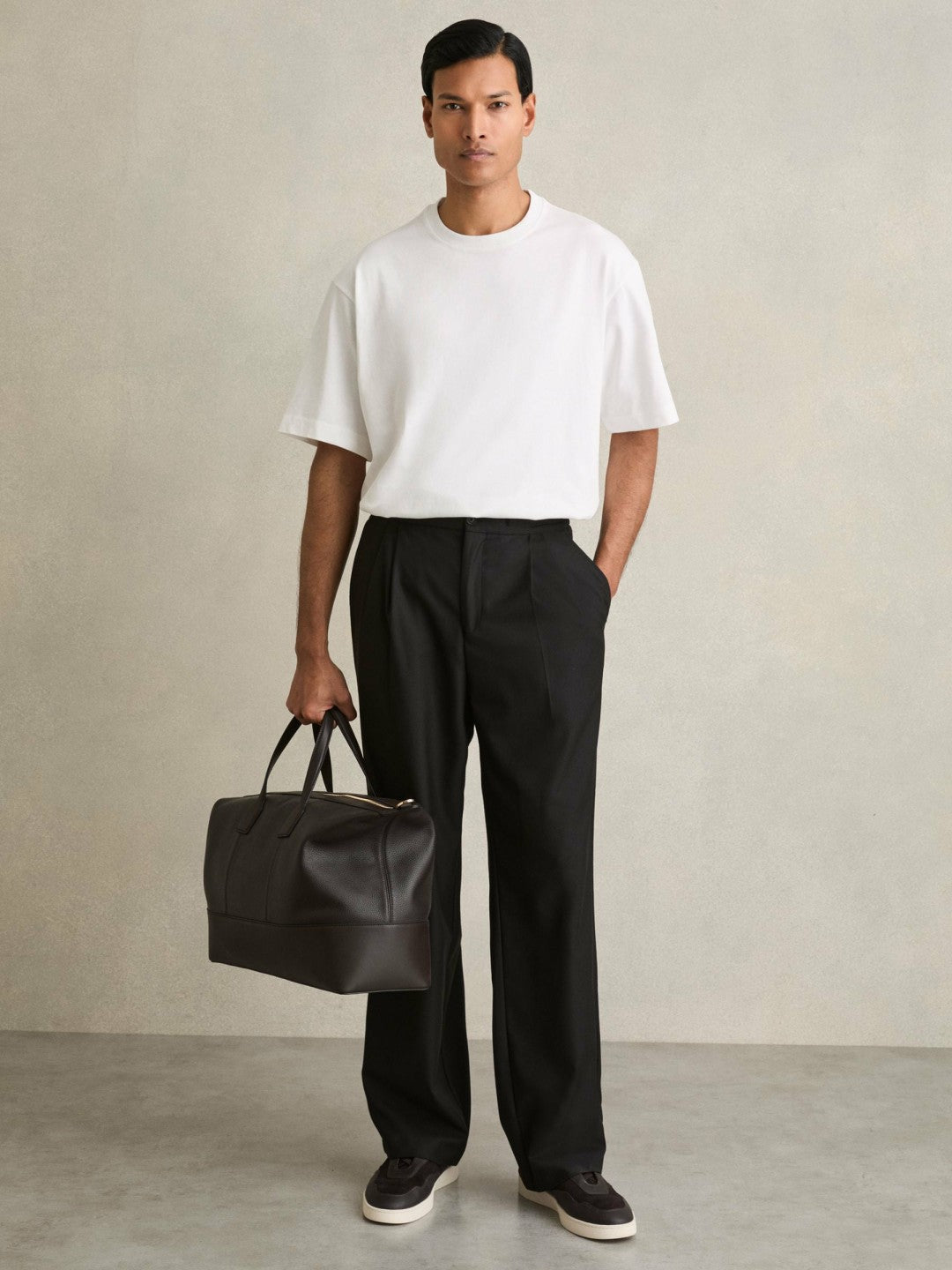 Reiss Cotton Garment-Dyed Oversized T-Shirt in White