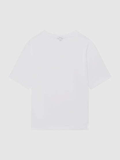 Reiss Cotton Garment-Dyed Oversized T-Shirt in White