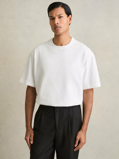 Reiss Cotton Garment-Dyed Oversized T-Shirt in White