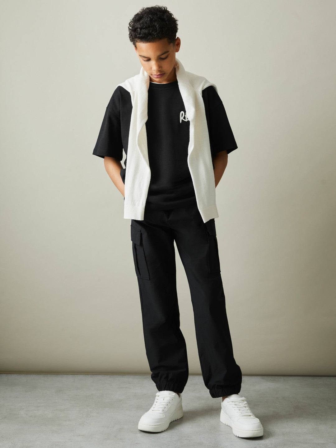 Reiss Value - 9-14 yrs Technical Drawstring Trousers in Black