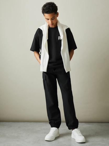 Reiss Value - 9-14 yrs Technical Drawstring Trousers in Black
