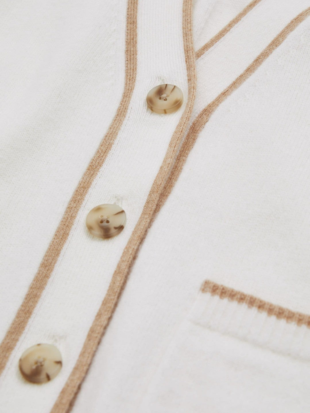 Reiss Deal - 13-14 yrs Wool-Blend Tipped Cardigan in Cream