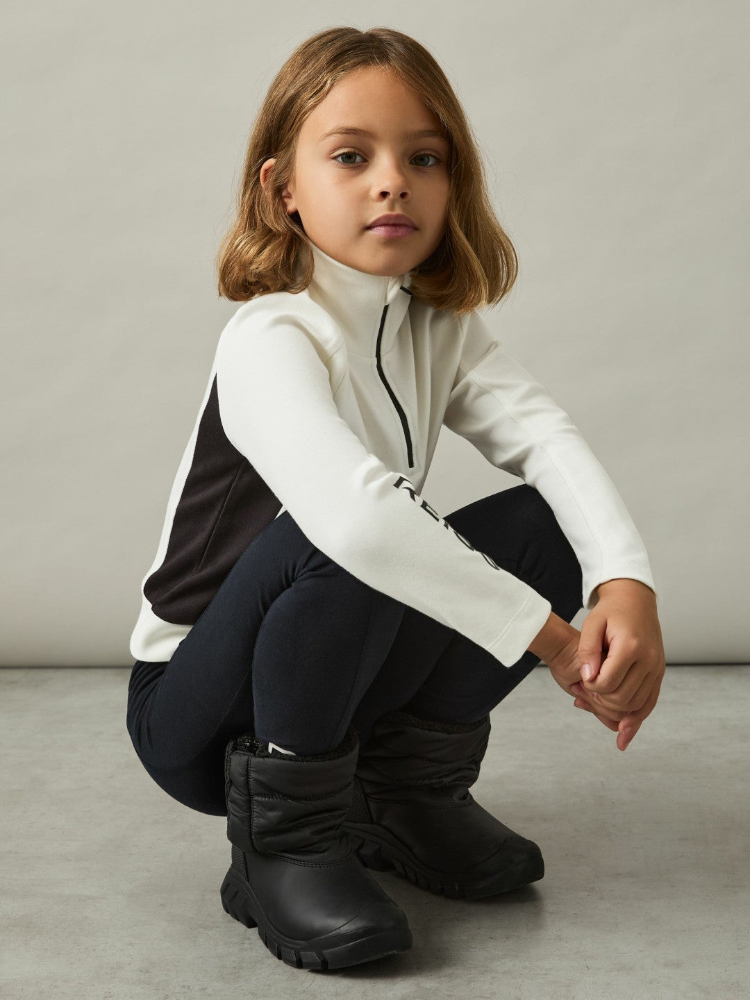 Reiss Deal - 4-9 yrs Funnel-Neck Base-Layer Top in White/Black