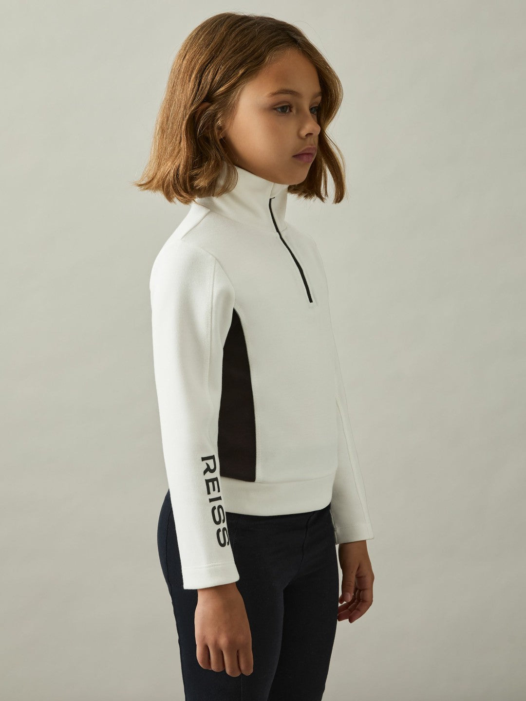Reiss Deal - 13-14 yrs Funnel-Neck Base-Layer Top in White/Black