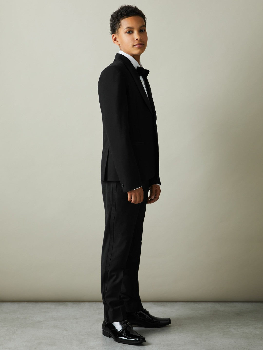 Reiss 3-9 yrs Tuxedo Satin Single Breasted Blazer in Black