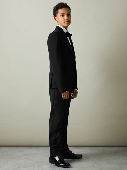 Reiss 3-9 yrs Tuxedo Satin Single Breasted Blazer in Black