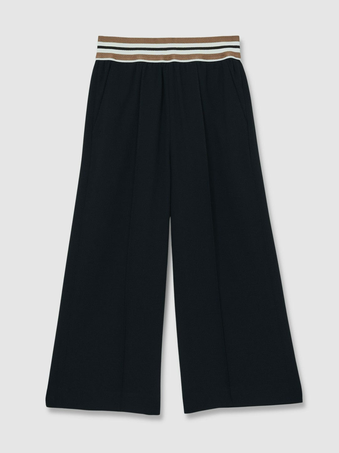 Reiss Best Seller - 9-13 yrs Stripe-Waistband Wide-Leg Trousers in Navy