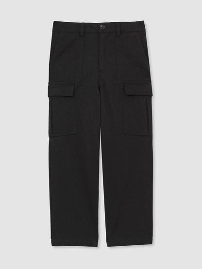 Reiss 3-9 yrs 100% Cotton Straight Leg Cargo Trousers in Black