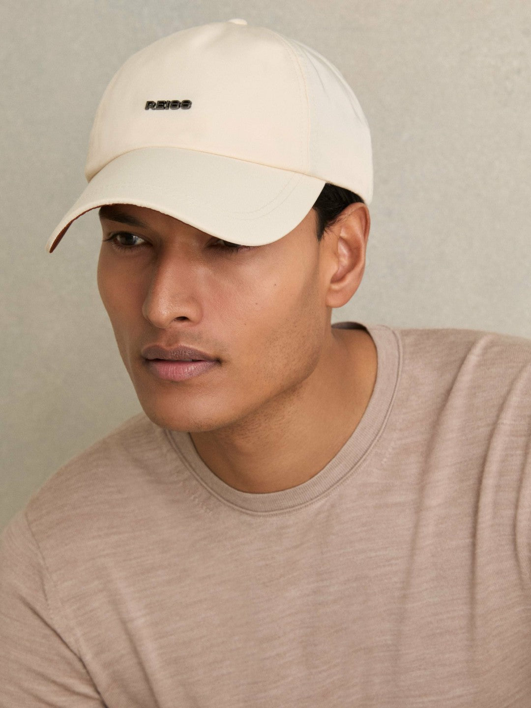 Reiss Featured - Logo Lettering Baseball Cap in Ecru